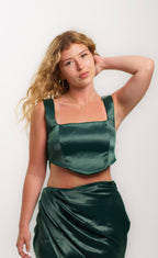 Emerald Satin Top