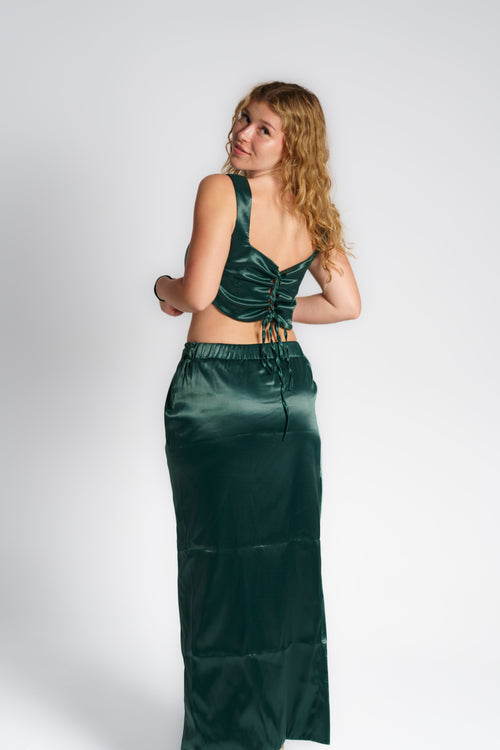 Emerald-Green Satin Set