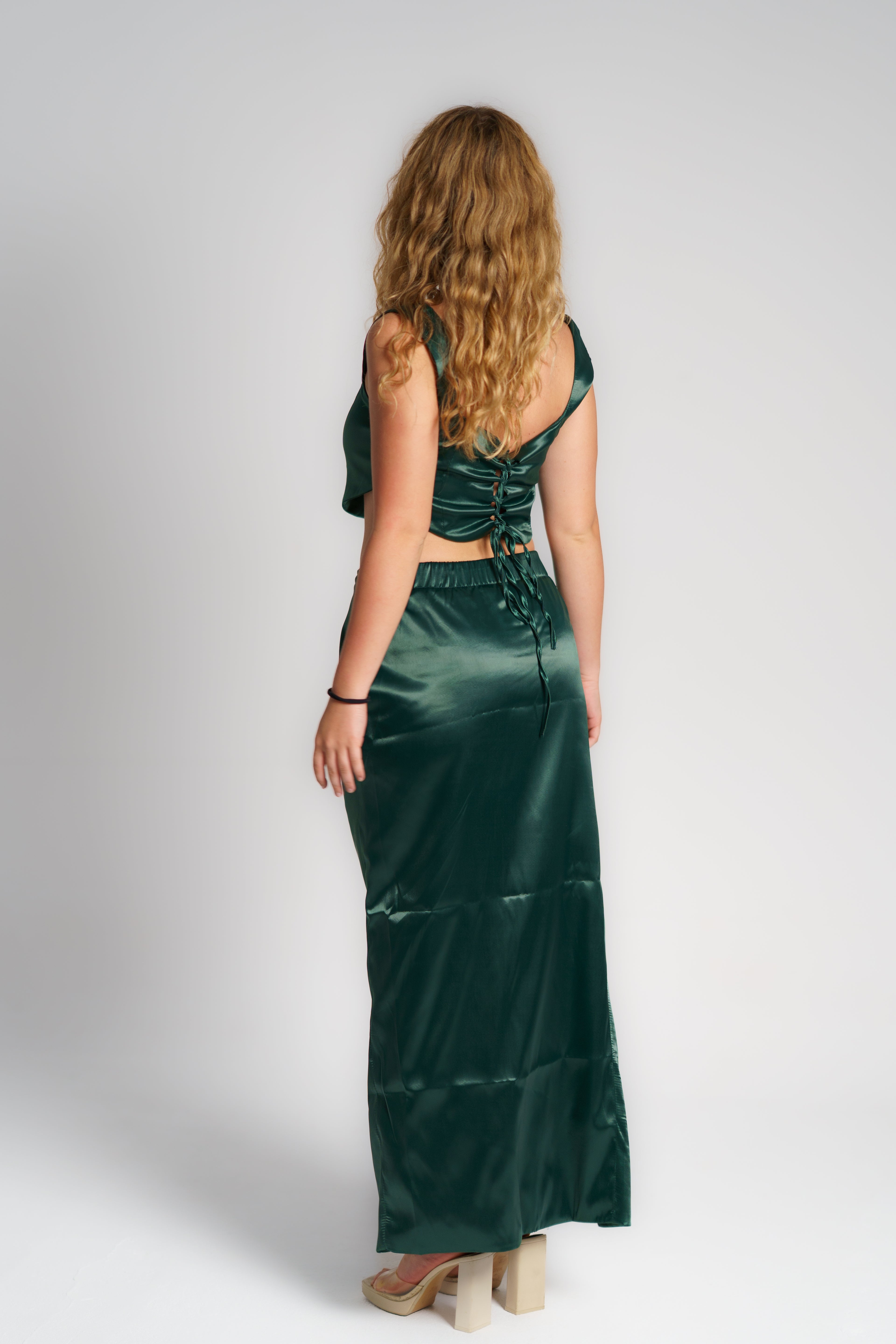 Emerald-Green Satin Set