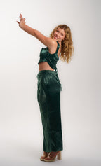 Emerald-Green Satin Set