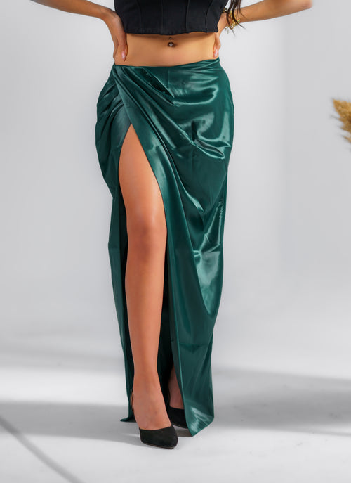 Emerald Satin Skirt